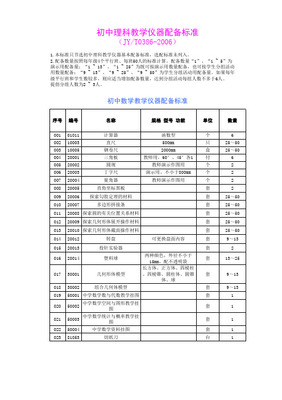 初中物理教學儀器配備標準與教學儀器應用指南